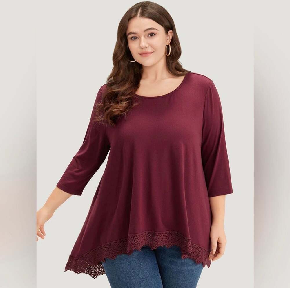 BloomChic Women's Size 10 Medium Lace Trim Tunic t shirt Top